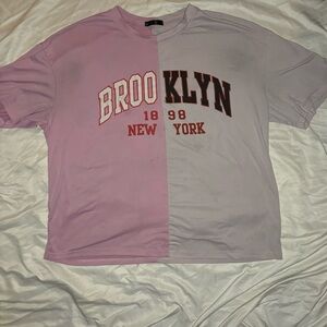 *WORN* SHEIN EZwear Letter Graphic Colorblock Drop Shoulder Tee